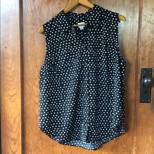 Sleeveless polka dot blouse